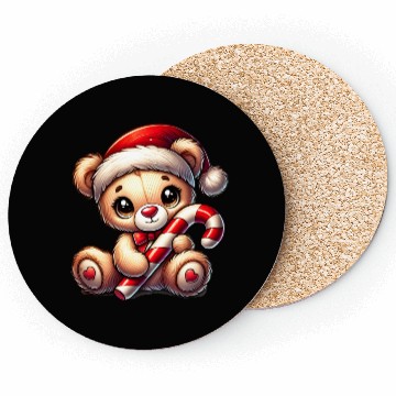 Discover Teddy with candy cane - sweet Christmas design Coasters