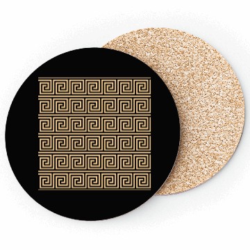 Discover Greek Meander Key Squares Pattern Brown Coasters