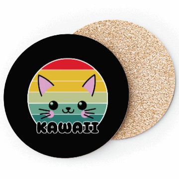 Discover Kawaii Cat Face, Cat Lovers Coasters