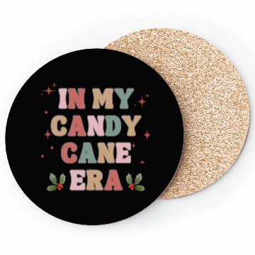 Discover in my candy cane era retro holiday Christmas Coasters