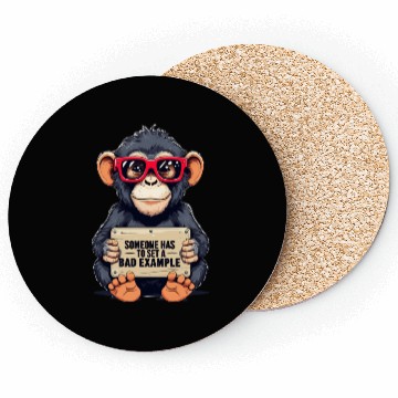 Discover Playful Chimpanzee with Sunglasses and Humorous Coasters