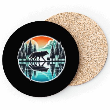 Discover wolf forest Reflection Scenic Wilderness lovers Coasters