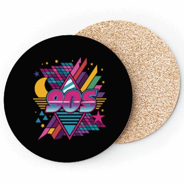 Discover Retro 90s Geometric Neon Design Coasters