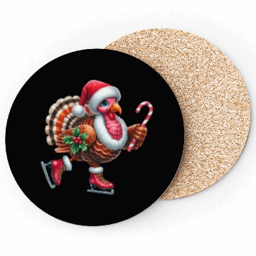 Discover Turkey Ice Skating with Candy Cane and Santa Hat Coasters