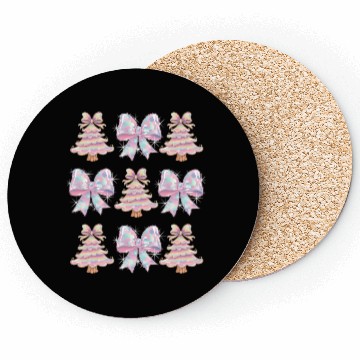 Discover Christmas Coquette Bow, Merry Christmas Coasters