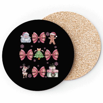 Discover Merry Christmas, Christmas Coquette Bow Coasters