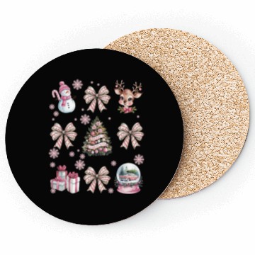 Discover Christmas Coquette Bow, Cute Christmas Snowman Coasters
