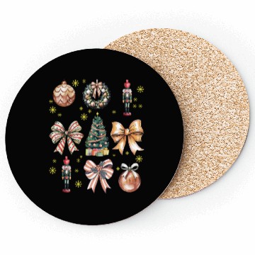 Discover Christmas Coquette Bow, Cute Christmas Tree Coasters