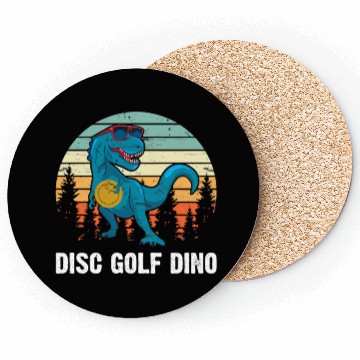 Discover Disc Golfing Dinosaur Disc Golfer - Disc Golf Dino Coasters