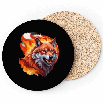Discover Fiery Wolf with Bright Eyes Coasters