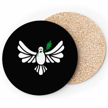 Discover White dove green branch Coasters