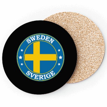 Discover Sweden Flag Round Circle Emblem Coasters
