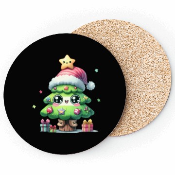 Discover Christmas Tree, Merry Christmas Coasters