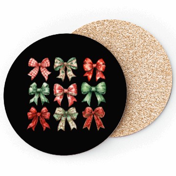Discover Christmas Coquette Bow, Cute Christmas Coasters