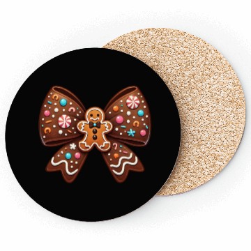Discover Gingerbread Bow, Merry Christmas Coasters