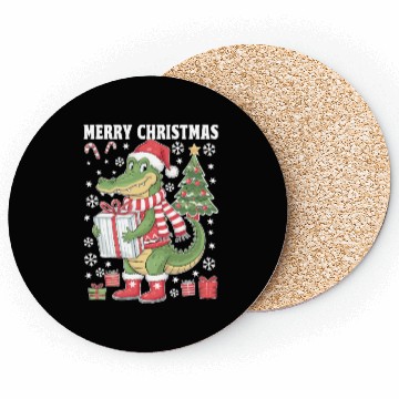 Discover Christmas Alligator Cheer Coasters