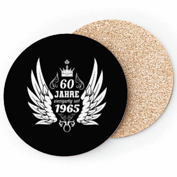 Discover 60 years unique since 1965 angel wings Coasters