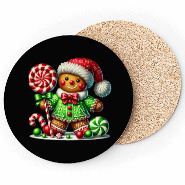 Discover Gingerbread Christmas, Merry Christmas, Candy Coasters