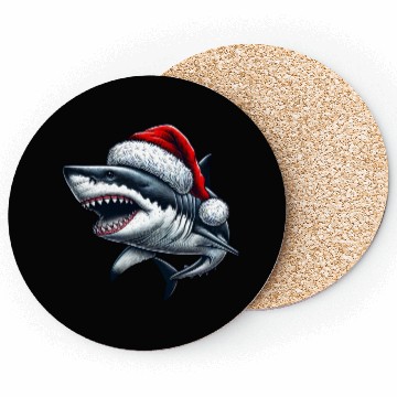 Discover Santa Shark Christmas Coasters