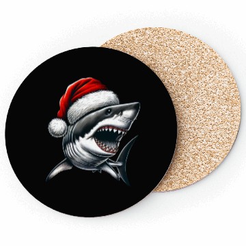 Discover Santa Shark Christmas Coasters