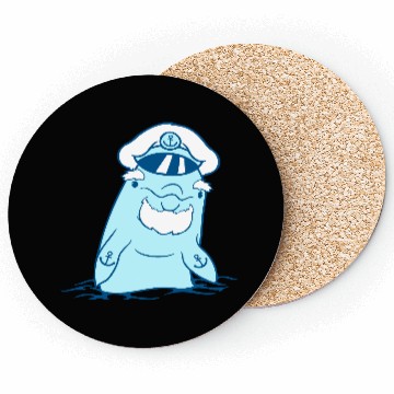 Discover Funny Old Dolphin Ship Captain Cute Cartoon Comic Coasters
