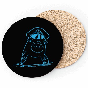 Discover Funny Old Dolphin Ship Captain Cute Cartoon Comic Coasters