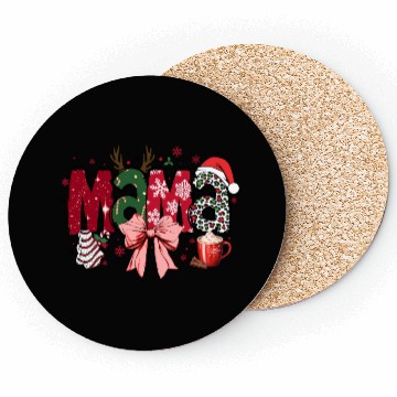 Discover Coquette Pink Bow Mama, Merry Christmas Coasters