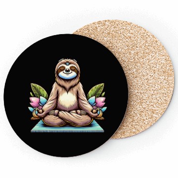 Discover Meditative Sloth with Lotus Flowers Tranquility Coasters