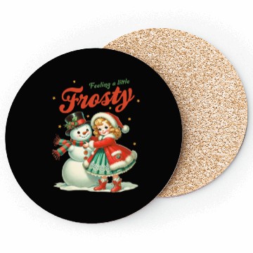 Discover Snowman with Girl, Merry Christmas Coasters