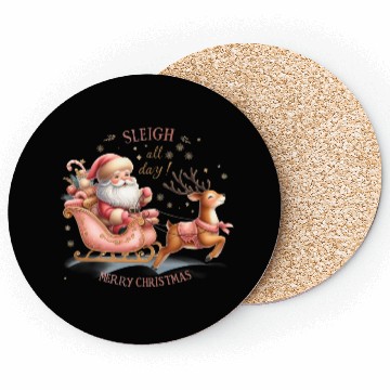 Discover Sleigh All Day, Merry Christmas Coasters