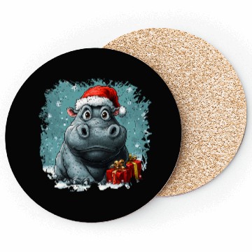 Discover Hippo Christmas Coasters