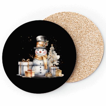 Discover Black Gold Snowman Coasters