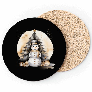 Discover Black Gold Snowman Coasters