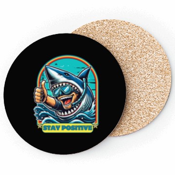 Discover Stay Positive Shark Coasters
