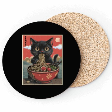 Discover Cat Ramen Japanese Coasters