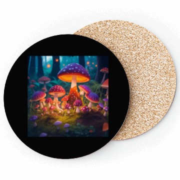Discover mushrooms in grass Coasters