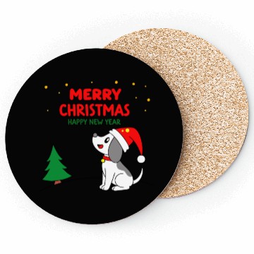 Discover dog5 merry christmas happy new year Coasters
