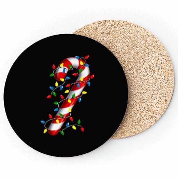 Discover Candy Cane Merry and Bright Christmas Lights Candy Coasters