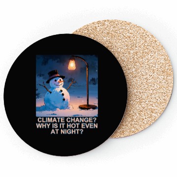 Discover Frosty Snowman Under Street Lights Christmas Coasters
