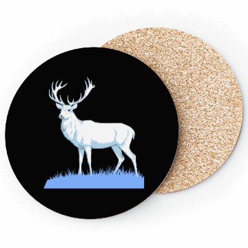 Discover White Stag Deer Standing In Grass Coasters