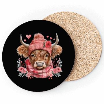 Discover Cute Highland Cow Valentines Day Coasters