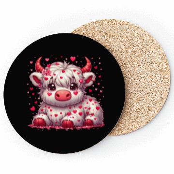 Discover Cute cartoon valentines highland cow Coasters