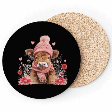 Discover Cute Highland Cow Valentines Day Coasters