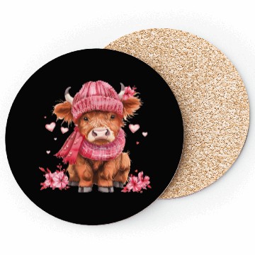Discover Cute Highland Cow Valentines Day Coasters