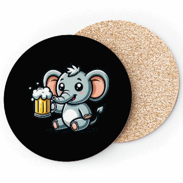 Discover Cute Elephant Drinking Beer Coasters