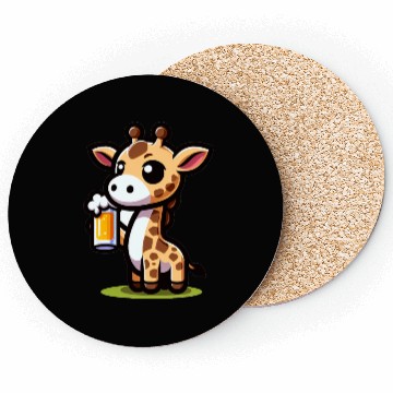 Discover Cute Giraffe Drinking Beer Coasters
