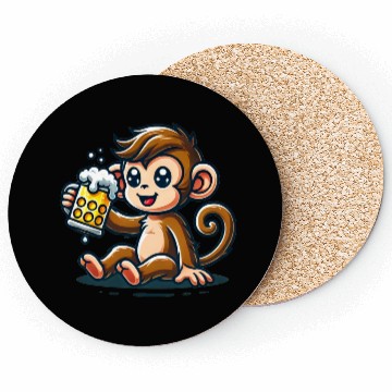 Discover Cute Monkey Drinking Beer Coasters