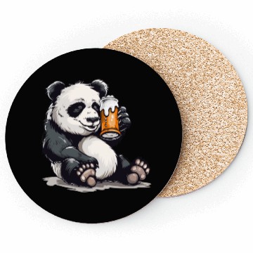 Discover Cute Panda Drinking Beer 2 Coasters