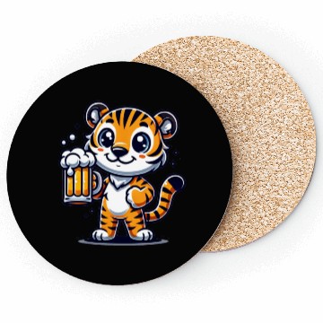 Discover Cute Tiger Drinking Beer Coasters