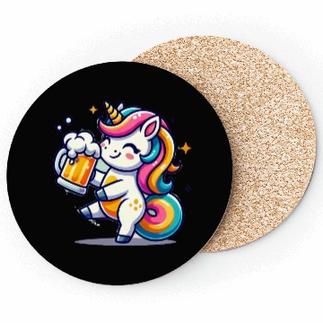 Discover Cute Unicorn Drinking Beer Coasters